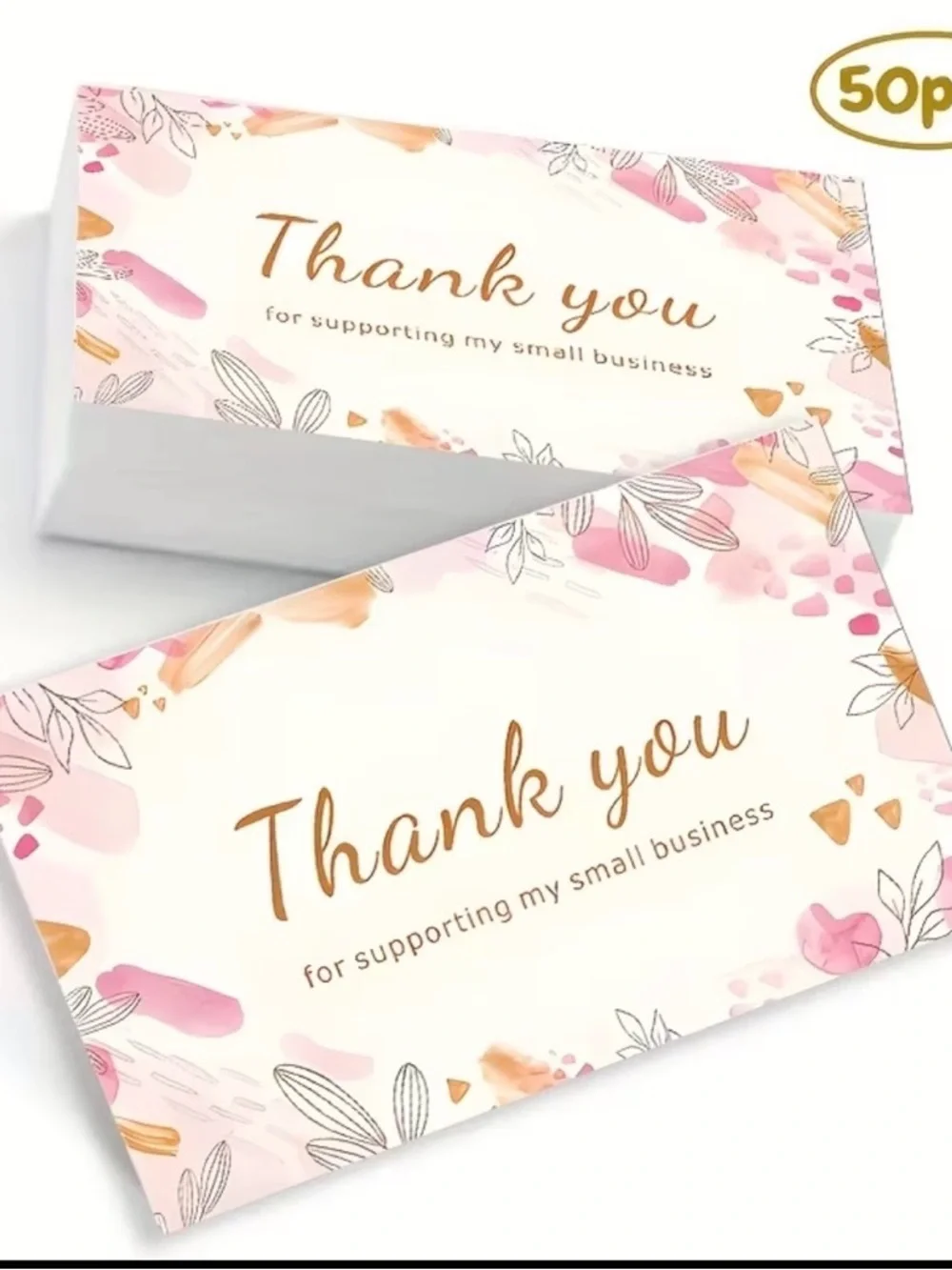 🆕 Floral Pink Thank You Cards - Packable Small Business Note